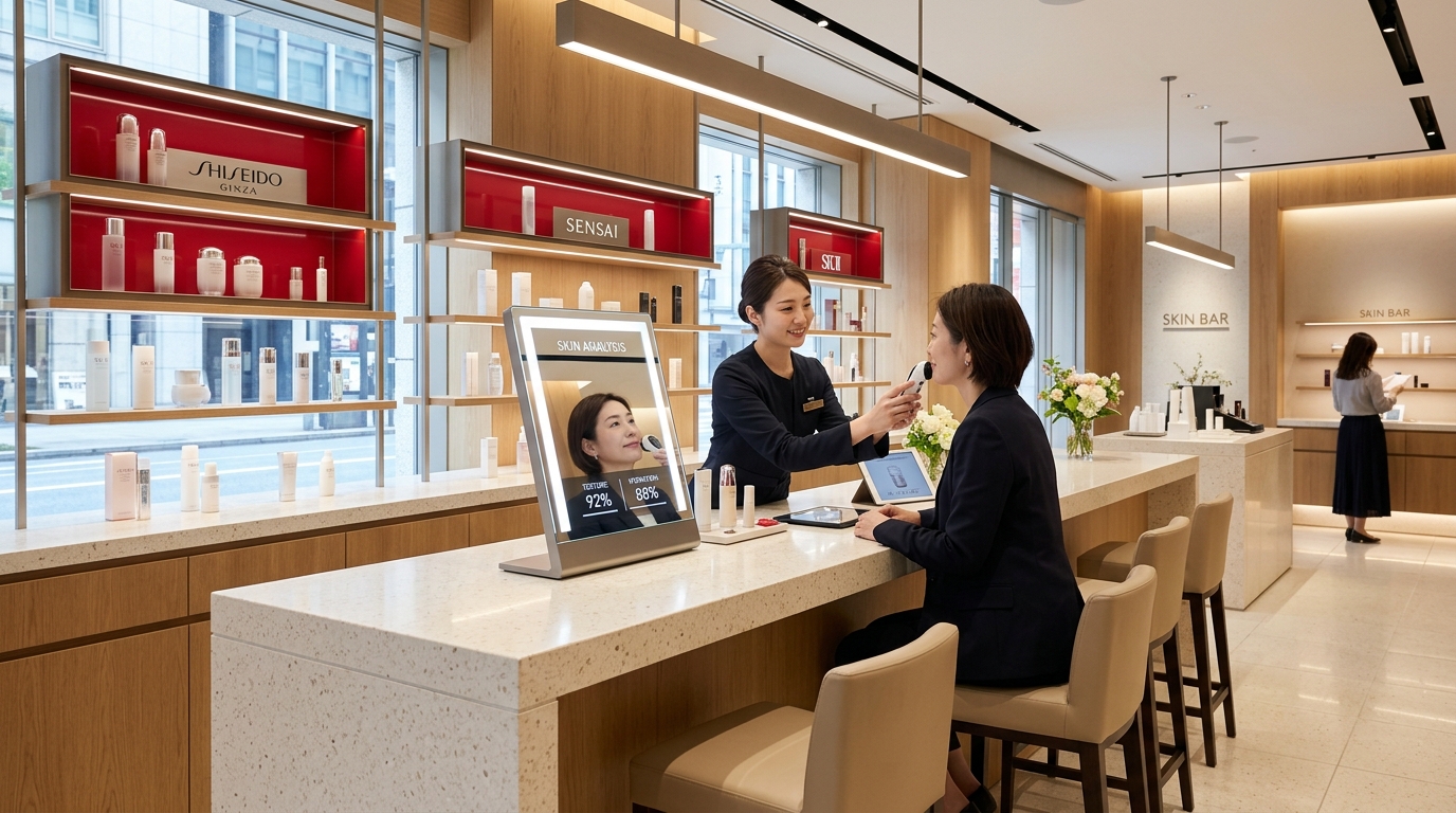 Modern luxury beauty boutique and skin consultation bar in Tokyo Ginza